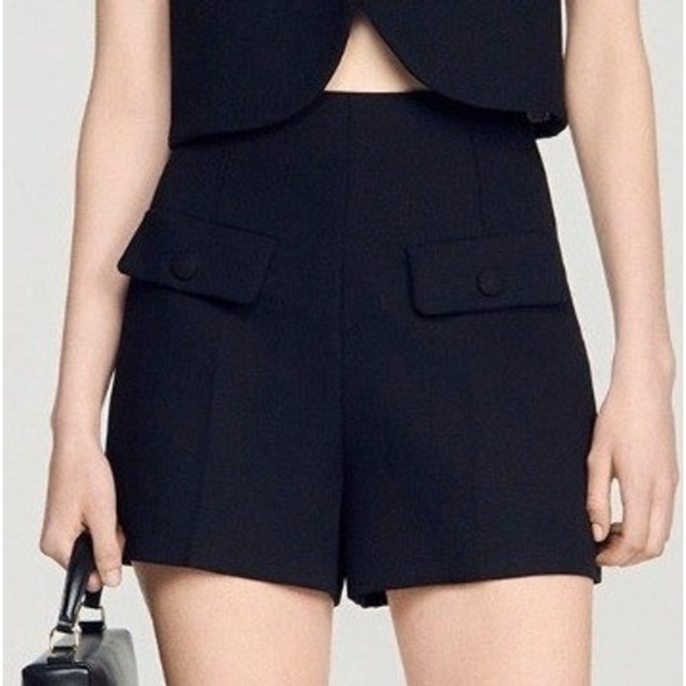SANDRO Paris High Waisted Wool Shorts | SZ 40 EU Large US